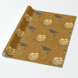 Papel de embrulho de formatura com brilho dourado