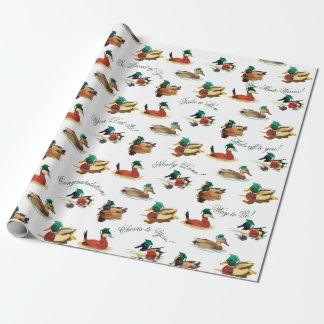 Papel de embrulho de formatura Patos com bonés