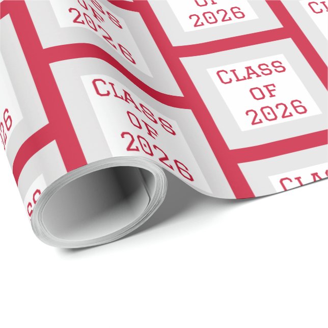 Papel de Embrulho de Formatura Vermelho e Branco | (Ponta do rolo)