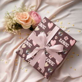 Papel de embrulho de foto arco-íris Boho Amor