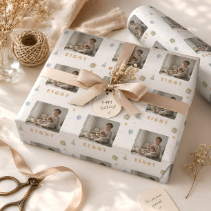 Papel de embrulho de foto personalizado idade 8