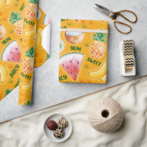 Papel de embrulho de frutas tropicais