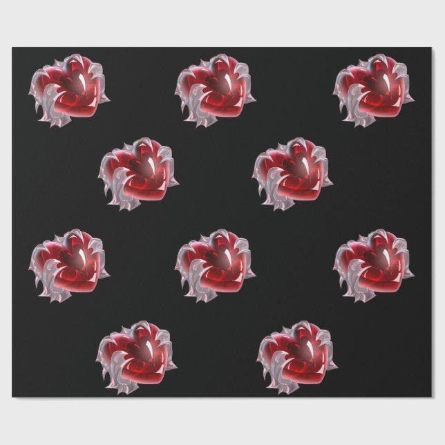 Papel de embrulho de fundo de coração vermelho par (Aberto)