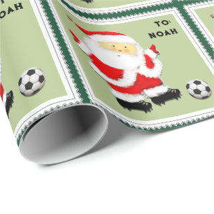 Papel de embrulho de futebol de Natal para menino