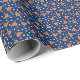 Papel de embrulho de galinhas, pintinhos e ovos