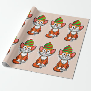 papel de embrulho de gatinho de natal