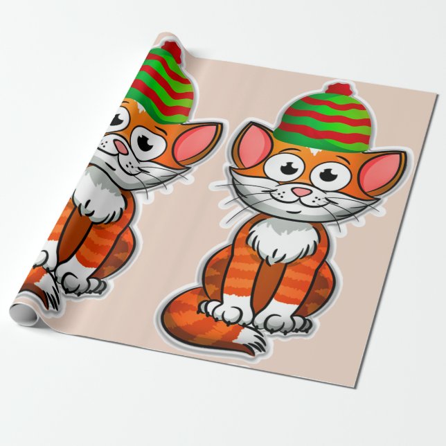 papel de embrulho de gatinho de natal (Desenrolado)