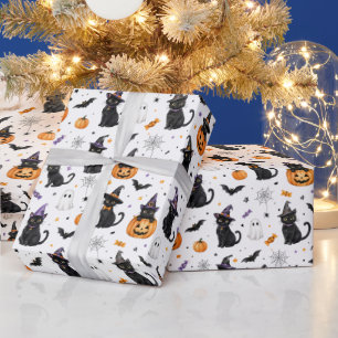 Papel de embrulho de gato de Halloween Presente