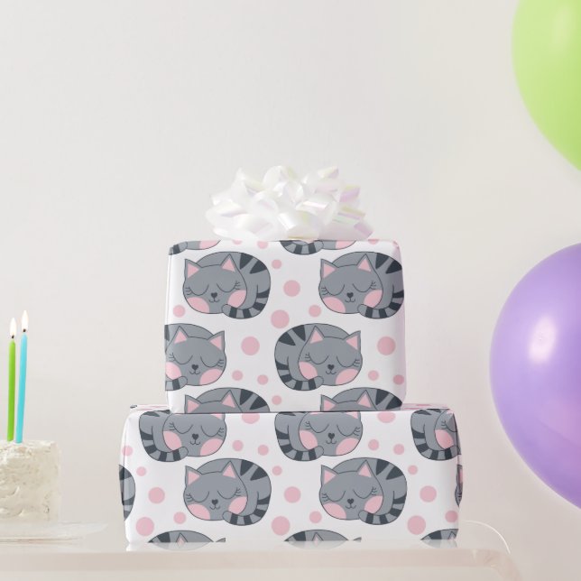 Papel de embrulho de gato dormindo (Presentes para festas)