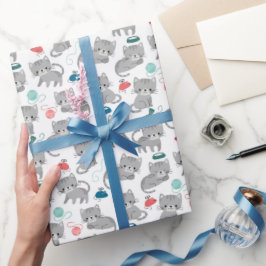 Papel de embrulho de gato, embrulho de presente de