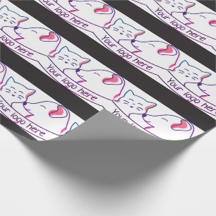 Papel de embrulho de gato estético japonês Kawaii