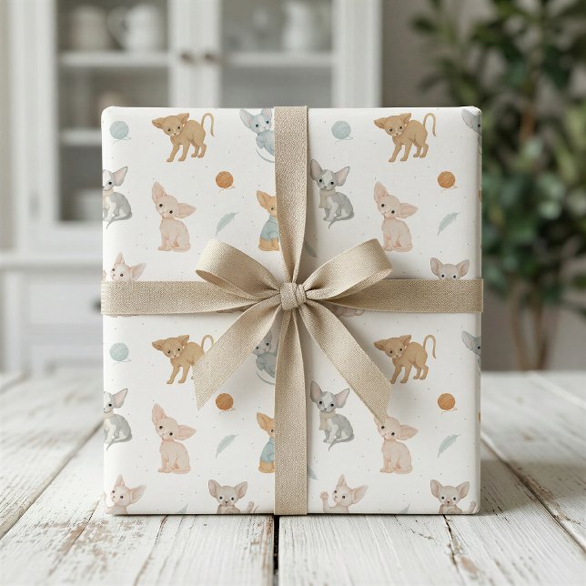 Papel de embrulho de gato Sphynx fofo para present (Criador carregado)