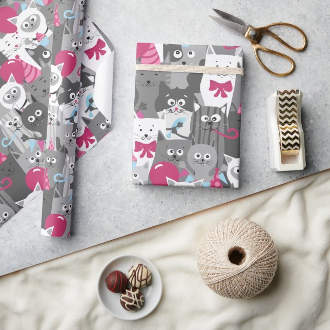 Papel de embrulho de gatos fofos (Artesanato)