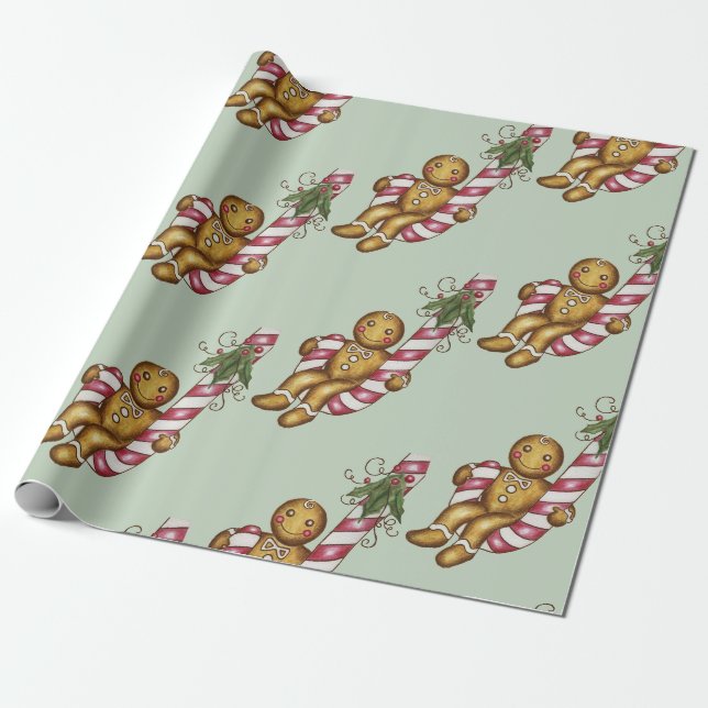 Papel de embrulho de gengibre Candy Cane  (Desenrolado)