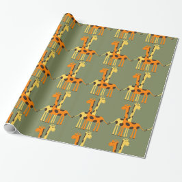 Papel de embrulho de girafa laranja e amarelo