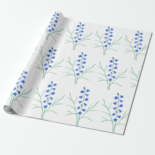 Papel de embrulho de grande impressão Bluebells (Desenrolado)