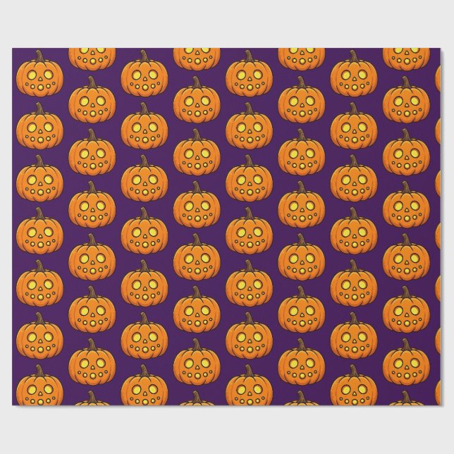 Papel de embrulho de Halloween com abóbora flameja (Aberto)