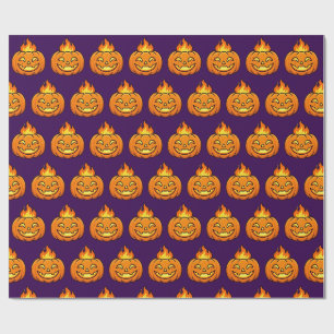 Papel de embrulho de Halloween com abóbora flameja