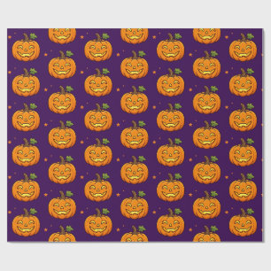 Papel de embrulho de Halloween com abóbora flameja