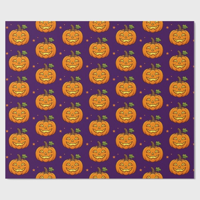 Papel de embrulho de Halloween com abóbora flameja (Aberto)