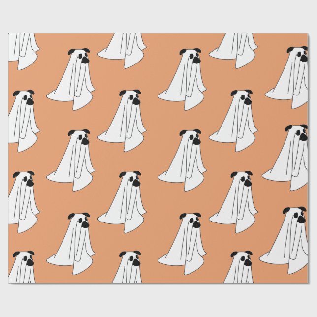 Papel de embrulho de Halloween com cachorro fantas (Aberto)