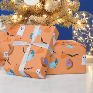 Papel de embrulho de Halloween Fantasma Abóbora Mo
