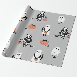 Papel de embrulho de Halloween para gatos de truqu