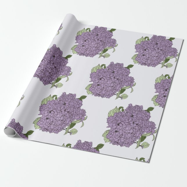 Papel de embrulho de hydrangea púrpura (Desenrolado)