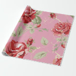 Papel de embrulho de impressão clássica rosa verme<br><div class="desc">Papel de embrulho de impressão clássica rosa vermelho e branco. Esta linda coleção floral clássica será perfeita para uma celebração de jardim interno ou externo para um casamento,  chá de noiva,  chá de bebê ou uma celebração de estilo country. Toda a coleção é personalizável. Aproveite sua celebração,  aplausos!</div>