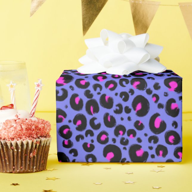 Papel de embrulho de impressão de Chita roxa e ros (Festa de aniversário)