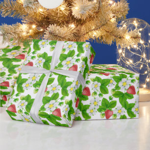 Papel de embrulho de jardim de morango