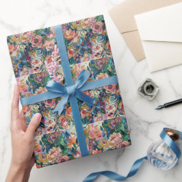 Papel de embrulho de jardim floral vibrante