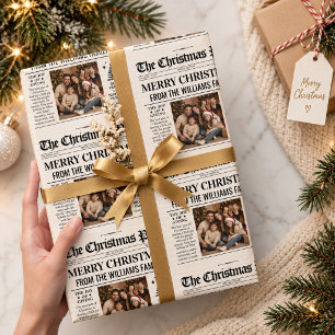Papel de embrulho de jornal de Natal personalizado