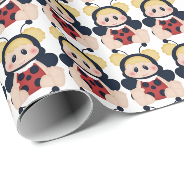 Papel de embrulho de Ladybug da Baby Girl (Ponta do rolo)