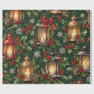 Papel de embrulho de lanternas de Natal vintage