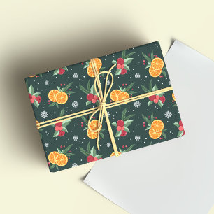 Papel de embrulho de laranja de Natal aconchegante