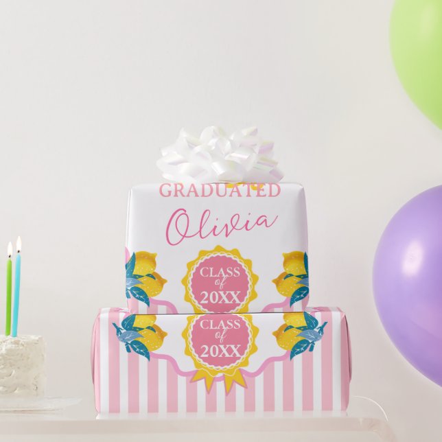 Papel de embrulho de limonada rosa para festa de f (Presentes para festas)