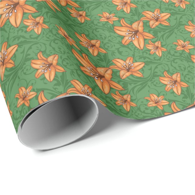 Papel de embrulho de lírio laranja (Ponta do rolo)