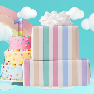 Papel de embrulho de listras pastel para primeiro