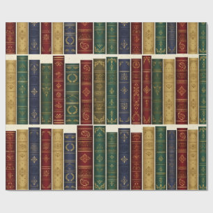 Papel de Embrulho de Lombadas de Livros Antigos