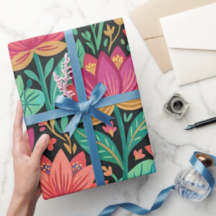 Papel de embrulho de lótus borboletas boho abstrat