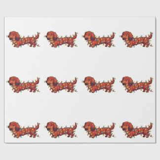 Papel de embrulho de Luzes de Natal do Dachshund K