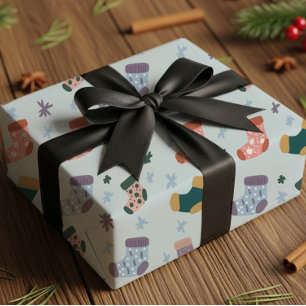 Papel de embrulho de meias de Natal
