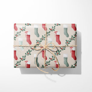 Papel de embrulho de meias de Natal vintage