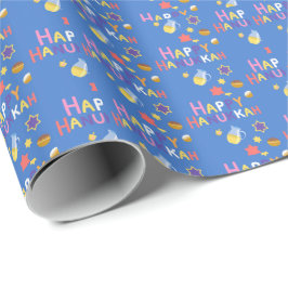 Papel de embrulho de Menorá de Hanukkah feliz