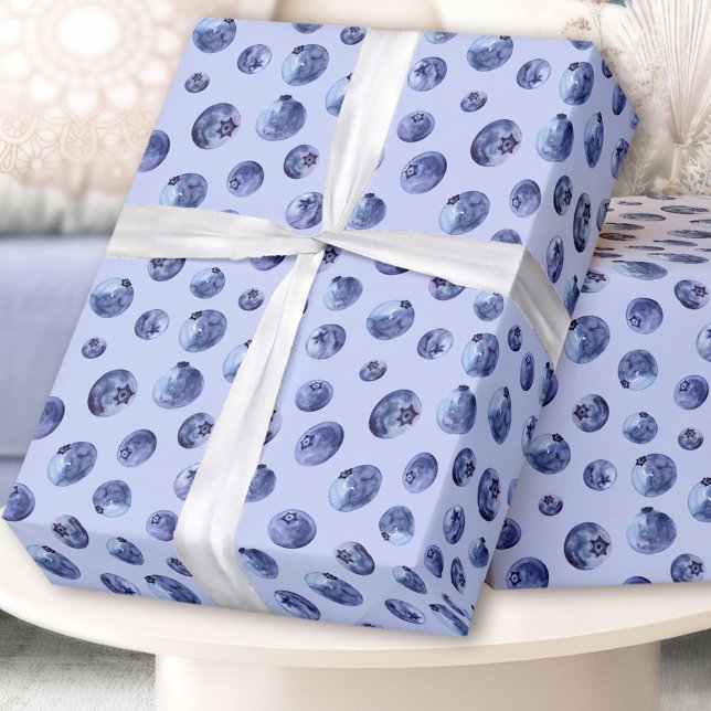 Papel de embrulho de mirtilos de água (Watercolor blueberries pattern wrapping paper)