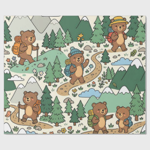 Papel de embrulho de mochila de camping de urso