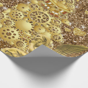 Papel de embrulho de Natal Anjo Dourado