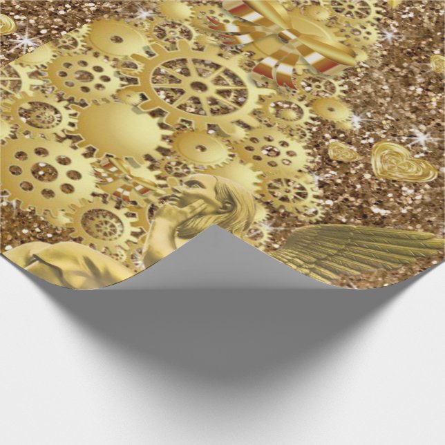 Papel de embrulho de Natal Anjo Dourado (Ponta)