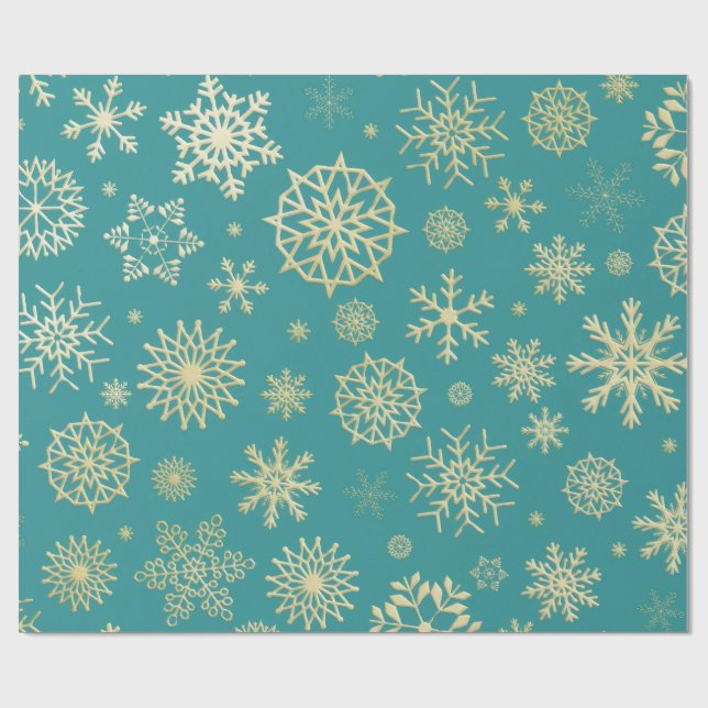Papel de embrulho de Natal Aqua & Teal com Acentos (Aberto)